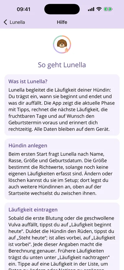 Anleitung in der App