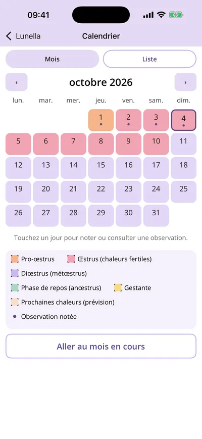 Calendrier coloré par phase