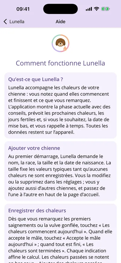 Guide dans l’application
